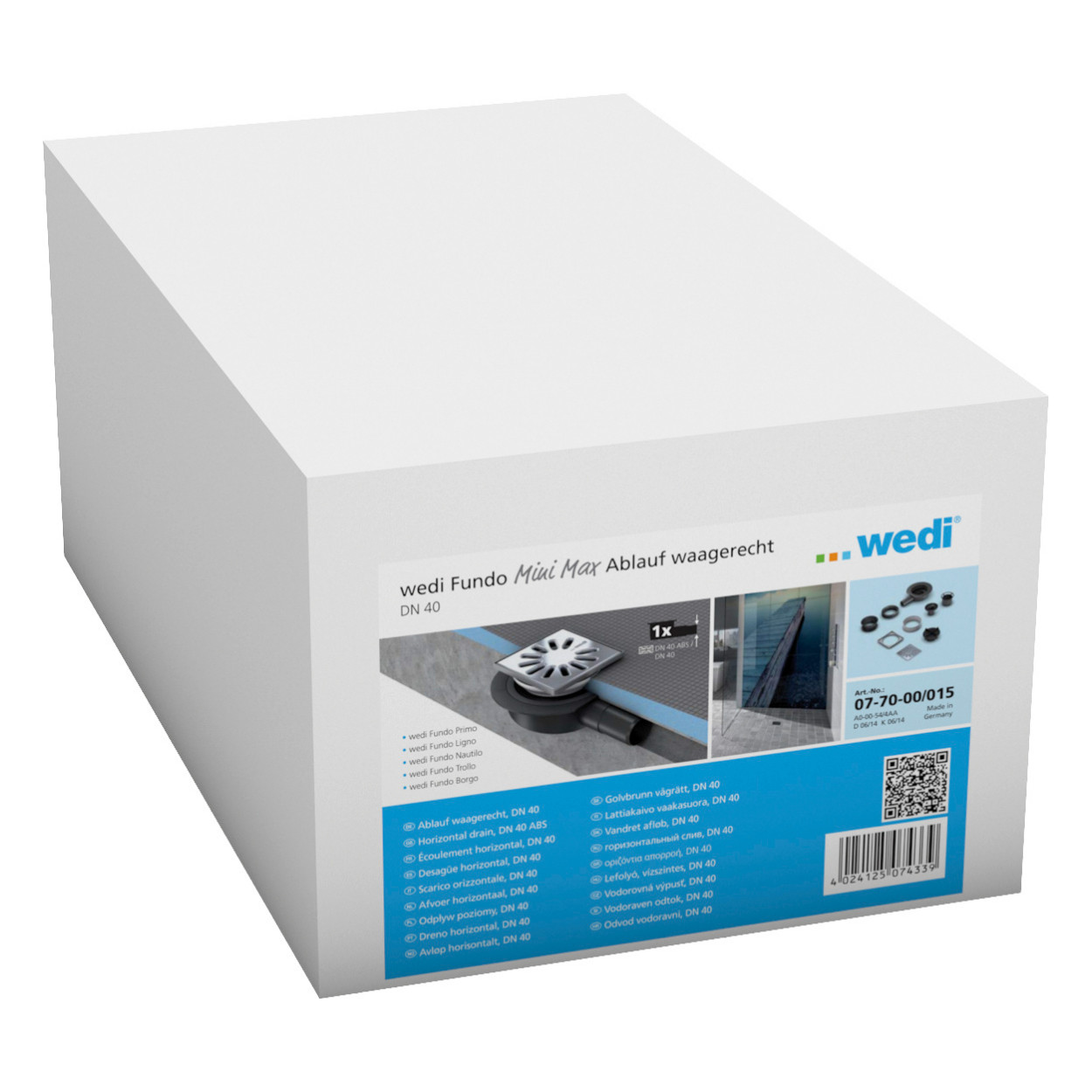 wedi Fundo Punktablauf Mini Max horizontal DN 40 quadratisch